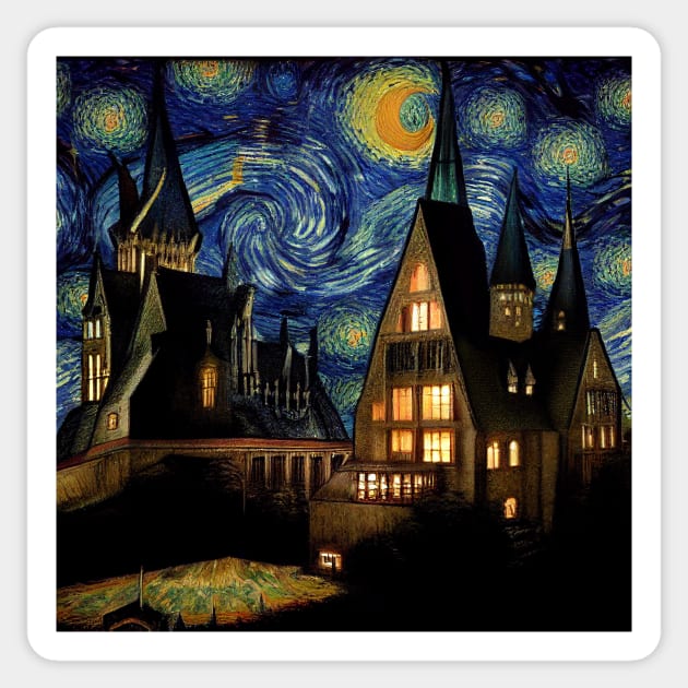 Starry Night Wizarding School Van Gogh Sticker by Grassroots Green